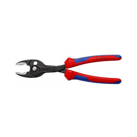 Knipex TwinGrip Frontgreifzange 82 02 200 - Alicates Bimateria Universales 200 mm, Acero Cromo Vanadio, Mango Azul/Rojo