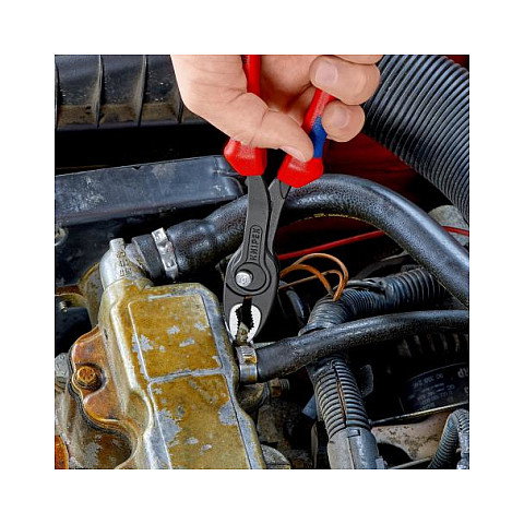 Knipex TwinGrip Frontgreifzange 82 02 200 - Alicates Bimateria Universales 200 mm, Acero Cromo Vanadio, Mango Azul/Rojo