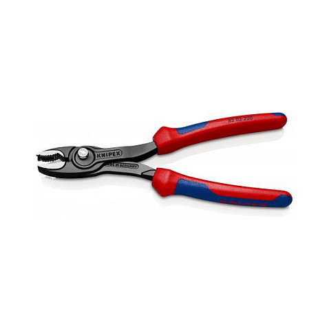 Knipex TwinGrip Frontgreifzange 82 02 200 - Alicates Bimateria Universales 200 mm, Acero Cromo Vanadio, Mango Azul/Rojo