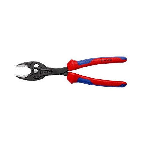 Knipex TwinGrip Frontgreifzange 82 02 200 - Alicates Bimateria Universales 200 mm, Acero Cromo Vanadio, Mango Azul/Rojo