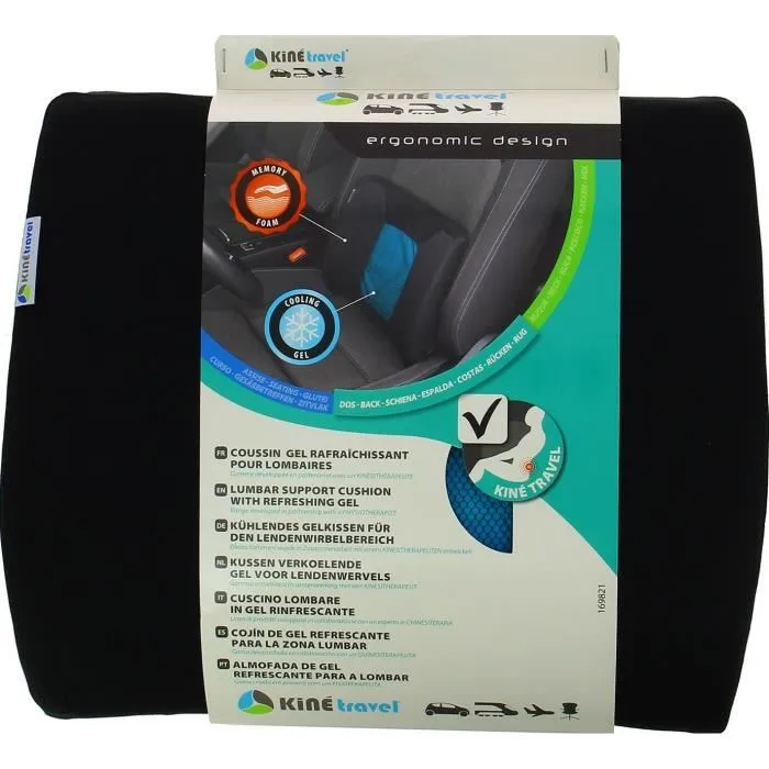 Kine Travel 169821 Cojín lumbar + Gel Negro y azul