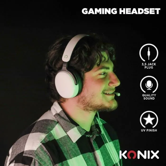 Konix Nexus Xbox Series X|S Auriculares Supraurales para Juegos con Altavoces de 40 mm y Micrófono conector de 3,5 mm Cable de 1,5 m