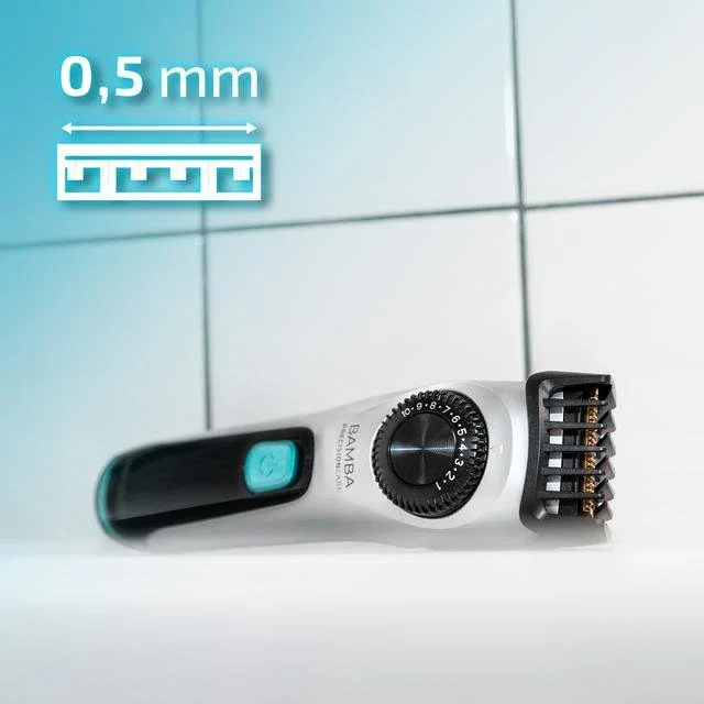Cecotec Bamba PrecisionCare AllDrive Pro, Recortador de Barba con Dial de Precisión 19 Ajustes (1-10 mm), Cuchillas Titanio, Función NonStop, Recargable, Color Negro y Plata