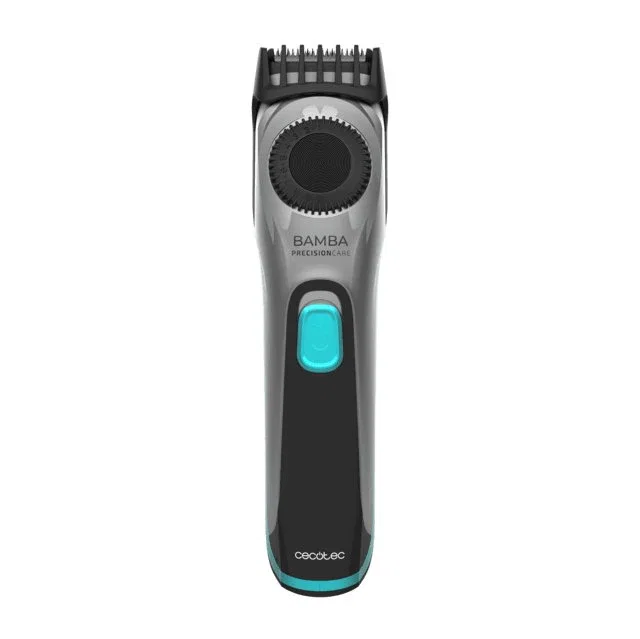Cecotec Bamba PrecisionCare AllDrive Pro, Recortador de Barba con Dial de Precisión 19 Ajustes (1-10 mm), Cuchillas Titanio, Función NonStop, Recargable, Color Negro y Plata