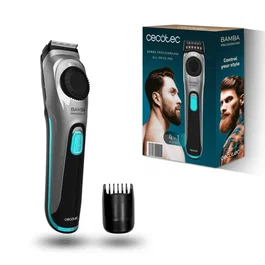 Cecotec Bamba PrecisionCare AllDrive Pro, Recortador de Barba con Dial de Precisión 19 Ajustes (1-10 mm), Cuchillas Titanio, Función NonStop, Recargable, Color Negro y Plata