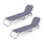 Marbueno Pack de 2 Tumbona Plegable Acero Rayas Azules y Blancas Playa y Piscina MARBUENO SUMMER 10020X2