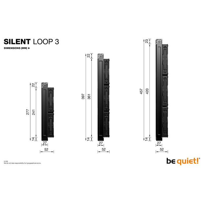 Be Quiet! Silent Loop 3 240 mm - Sistema de Refrigeración Líquida AIO para CPU, Negro, 2 Ventiladores RGB de 12 cm, 130.3 m³/h, Compatible con AM4/AM5/LGA 1700/1851