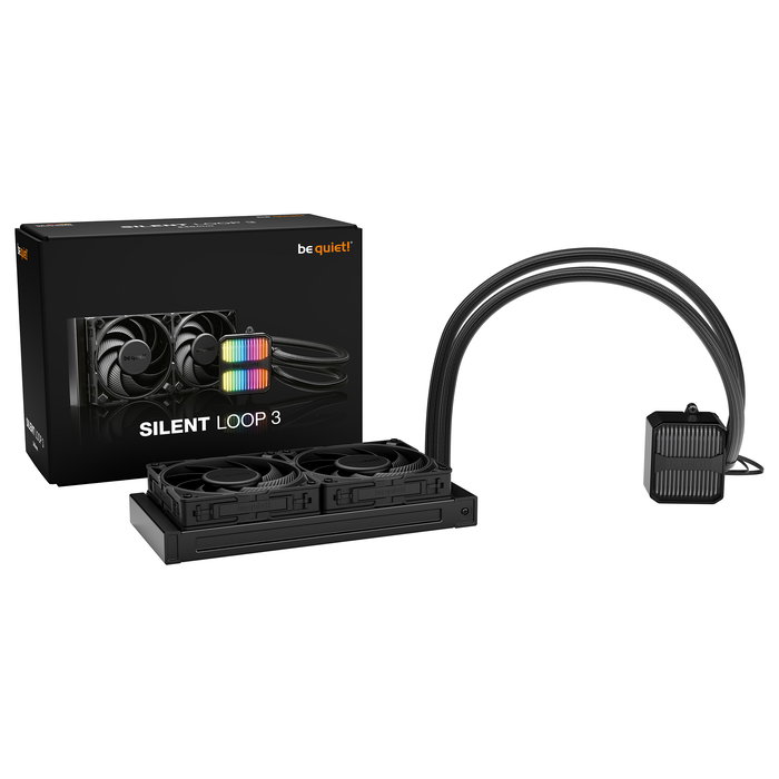 Be Quiet! Silent Loop 3 240 mm - Sistema de Refrigeración Líquida AIO para CPU, Negro, 2 Ventiladores RGB de 12 cm, 130.3 m³/h, Compatible con AM4/AM5/LGA 1700/1851