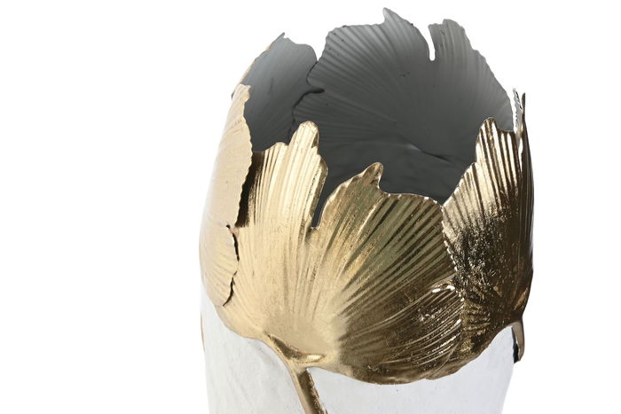 DKD Home Decor Jarrón Blanco Dorado Metal Set de 3 Piezas 21 x 55 x 21 cm