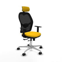 PIQUERAS Y CRESPO Silla de oficina Jorquera con mecanismo Sincro/Traslack, Amarillo y Negro