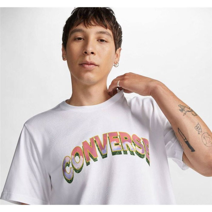 Camiseta de Manga Corta Hombre Converse 10024589-A03 Blanco (XS)