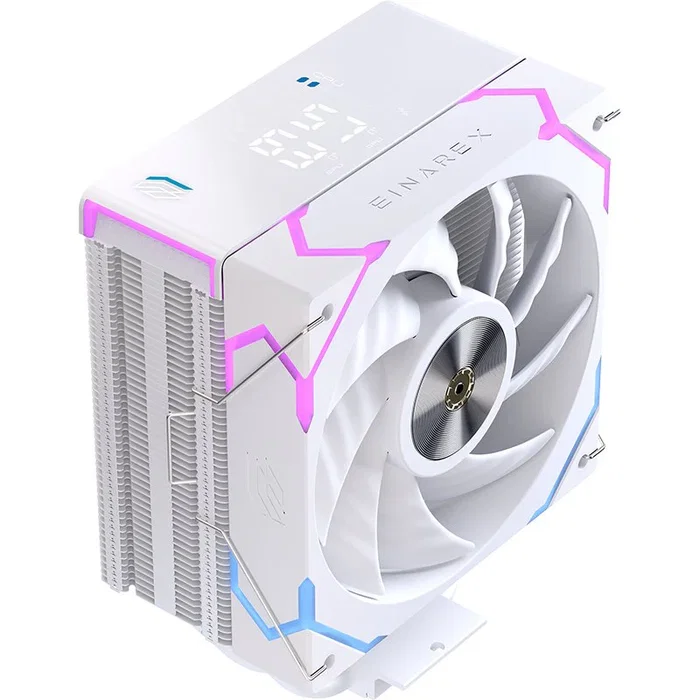 Einarex EXAC-GL-100-R-W Glide G100 - Refrigerador CPU Air Cooler 120mm Blanco RGB, Compatible con Sockets AMD AM4 AM5 e Intel LGA 1150/1151/1200/1700/2011, PWM