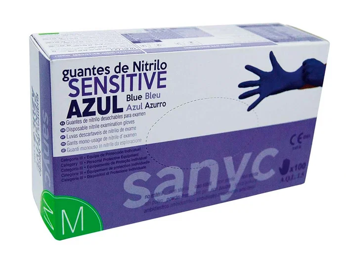 Blanca Guantes de Nitrilo Sensitive Sin Polvo Talla M Azul Caja 100 Unidades Blanca Guantes de Nitrilo Sensitive Sin Polvo Talla M Azul Caja 100 Unidades