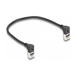 DeLOCK Cable de red RJ45 Cat.6A S/FTP Slim 90° hacia arriba, 0,25 m, Negro