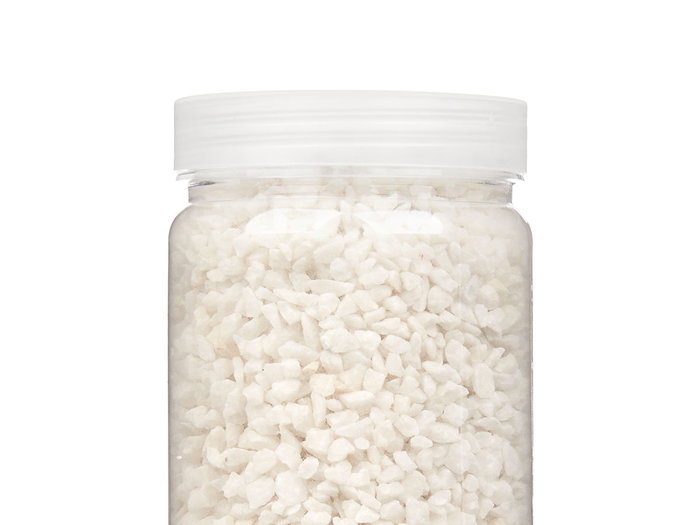 Giftdecor Bote Decorativo de Piedra Blanca, Tamaño de Piedras 2-5 mm, 700 g, 6.5 cm x 15.8 cm x 6.5 cm, para Decoración de Jardín, Interior o Manualidades (Set de 12)