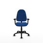 Silla de oficina Algarra con mecanismo Contacto permanente básico tapizada con Similpiel color Azul. Equipada con Base poliamida negra, Brazos 2D y Ruedas de nailon 50 mm
