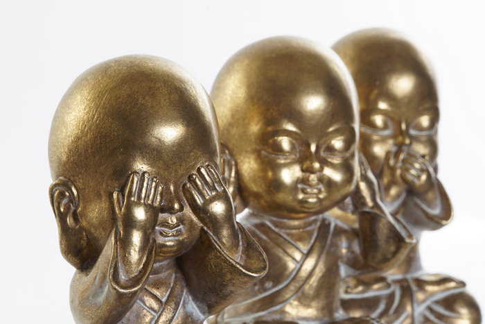 DKD Home Decor Figura Resina Monje Envejecido Dorado Surtido de 3
