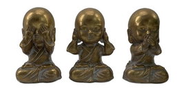 DKD Home Decor Figura Resina Monje Envejecido Dorado Surtido de 3