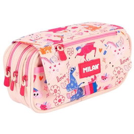 Milan Portatodo Escolar 4 Cremalleras Con Solapa Serie Especial Flowicorn