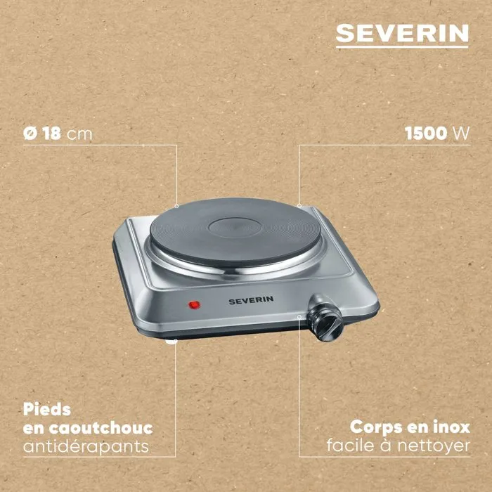 Severin KP 1092 Placa eléctrica de acero inoxidable cepillado 1500W Severin KP 1092 Placa eléctrica de acero inoxidable cepillado 1500W