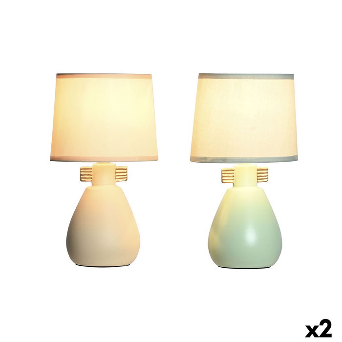 DKD Home Decor Lámpara de Sobremesa de Gres y Poliéster, Surtido de 2 Unidades