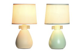 DKD Home Decor Lámpara de Sobremesa de Gres y Poliéster, Surtido de 2 Unidades