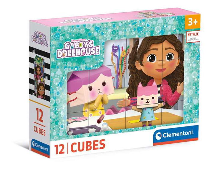 Clementoni Puzzle Rompecabezas Infantil 12 Cubos La Casa de Gabby para Niños a Partir de 3 Años