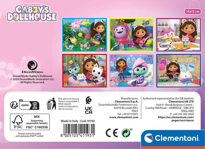 Clementoni Puzzle Rompecabezas Infantil 12 Cubos La Casa de Gabby para Niños a Partir de 3 Años