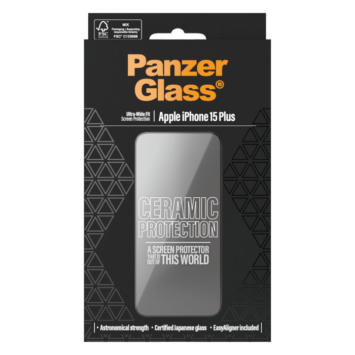 PanzerGlass Ceramic Protection para iPhone 15 Plus Ultra-Wide Fit con EasyAligner
