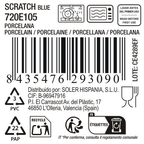 La Mediterranea Bandeja Redonda 26.5 x 2.6 cm Scratch Blue (8 Unidades)
