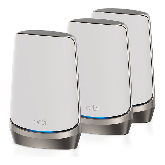 NETGEAR Orbi RBKE963 AXE11000 Quad-Band WiFi 6E Mesh System (Pack de 3 Nodos), 16 Puertos LAN, Procesador 4 Núcleos 2.2 GHz, Compatible con Alexa y Google Assistant NETGEAR Orbi RBKE963 AXE11000 Quad-Band WiFi 6E Mesh System (Pack de 3 Nodos), 16 Puertos LAN, Procesador 4 Núcleos 2.2 GHz, Compatible con Alexa y Google Assistant