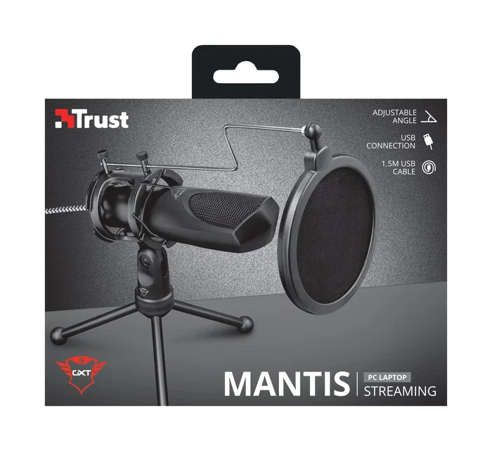 Trust Gaming GXT 232 Mantis Micrófono USB para PC, Negro - Para Streaming, Podcast, YouTube, Twitch con Filtro Pop, Soporte y Trípode Trust Gaming GXT 232 Mantis Micrófono USB para PC, Negro - Para Streaming, Podcast, YouTube, Twitch con Filtro Pop, Soporte y Trípode