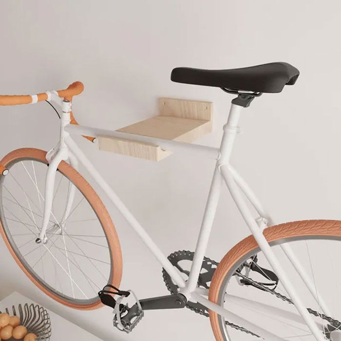 Rei Soporte Fijo Bicicleta Pared Madera Haya Lacado Mate 2-8062.90 10x20x36cm Peso Max 25kg