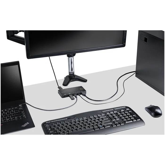 StarTech.com SV221HUC4K Conmutador KVM HDMI 2.0 de 2 Puertos USB-C / USB-A con Cables, 4K Ultra HD a 60Hz, Negro