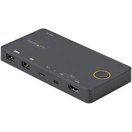 StarTech.com SV221HUC4K Conmutador KVM HDMI 2.0 de 2 Puertos USB-C / USB-A con Cables, 4K Ultra HD a 60Hz, Negro