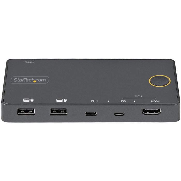StarTech.com SV221HUC4K Conmutador KVM HDMI 2.0 de 2 Puertos USB-C / USB-A con Cables, 4K Ultra HD a 60Hz, Negro