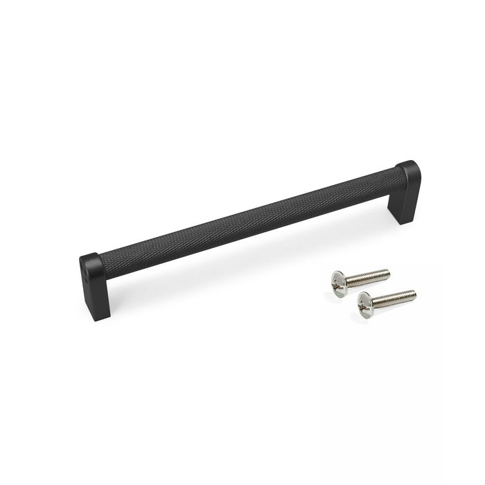Emuca Lote de 5 tiradores para mueble Bergen, L173mm, intereje 160mm, Aluminio, Pintado negro