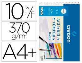 Canson Bloc Dibujo Acuarela DIN A4 Espiral 23x32.5 cm 10 Hojas 370 gr/m2 Certificado FSC