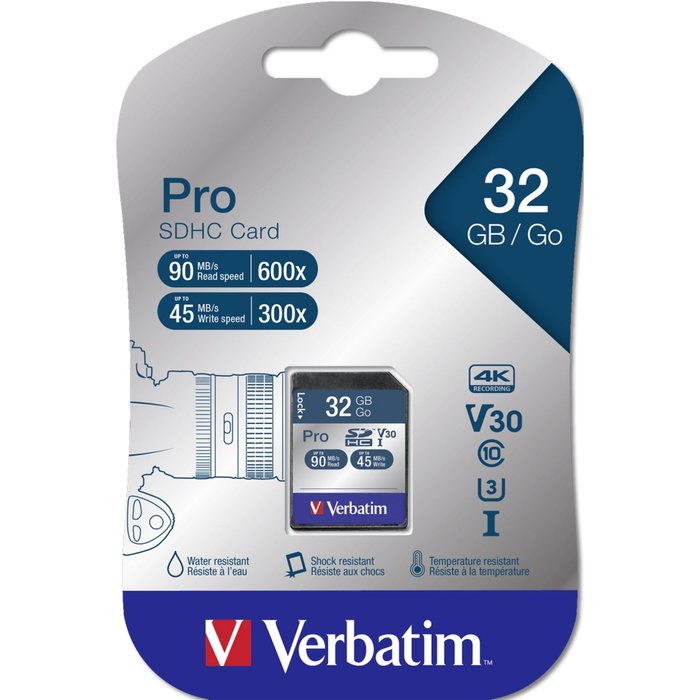 Verbatim Pro SDHC 32 GB Clase 10 UHS-I Verbatim Pro SDHC 32 GB Clase 10 UHS-I