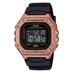 Casio W-218HM-5BVEF con correa negra y caja marrón