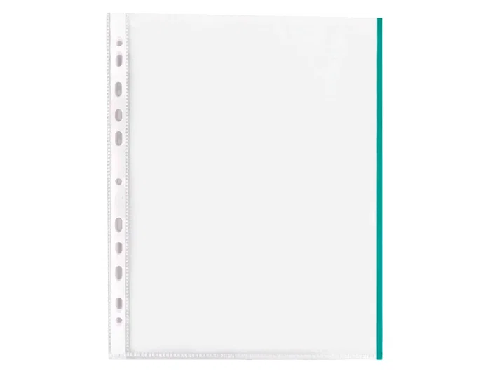 Q-connect Funda multitaladro DIN A4 con borde verde, 70 mc Q-connect Funda multitaladro DIN A4 con borde verde, 70 mc