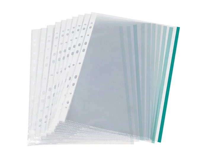 Q-connect Funda multitaladro DIN A4 con borde verde, 70 mc Q-connect Funda multitaladro DIN A4 con borde verde, 70 mc