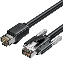 Vention Cable de Red Ethernet RJ45 SFTP Cat6A 2m Negro - Para Cámaras Industriales, 10 Gbps, Blindaje Doble, 26 AWG