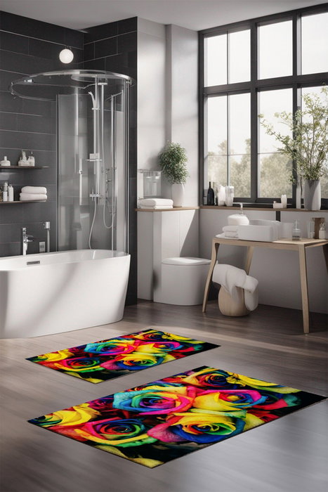 Mijölnir CT-5150 Juego de Alfombrillas de Baño de 2 Piezas, Poliéster, Antideslizante, Antibacteriano, 40x60 cm y 60x100 cm