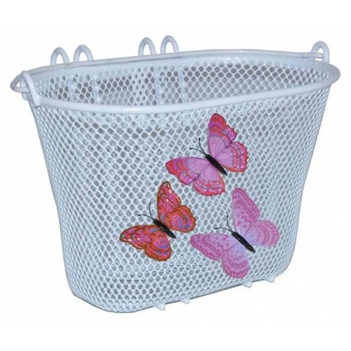 Basil JASMIN Cesta Delantera Niños Acero Blanco Mariposas 28x20x19 cm