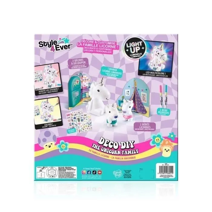 Canal Toys OFG 287 Figuras Familia Unicornio Mamá Luminosa y Dos Bebés para Decorar