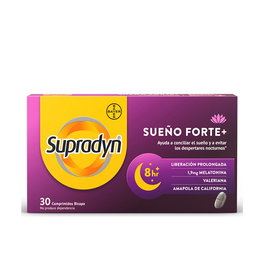 Supradyn Supradyn Sueño Forte+ 30 Comprimidos con Melatonina, Valeriana y Amapola de California para Ayudar a Dormir y Regular el Ritmo Circadiano