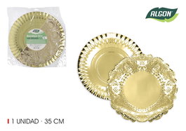 Algon Bandeja Redonda Oro con Blonda 35 cm (30 Unidades)
