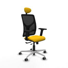 PIQUERAS Y CRESPO Silla de oficina Motilla con mecanismo Sincro/Traslack, Amarillo y Negro
