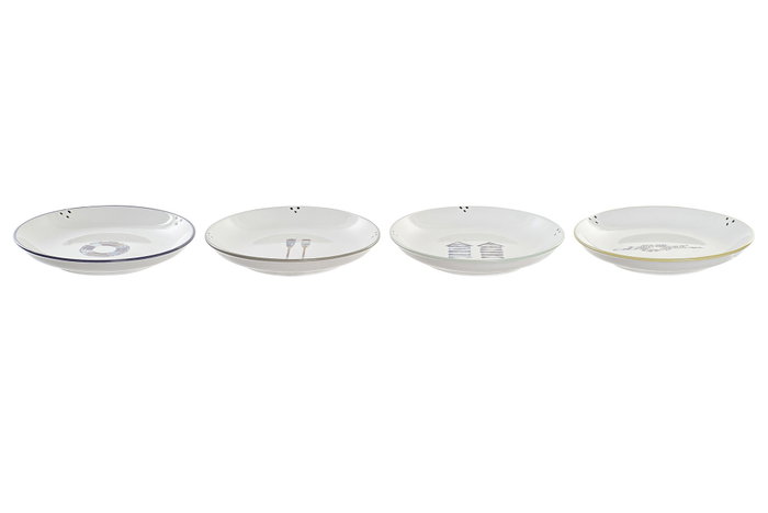 DKD Home Decor Juego de Platos de Gres Salitre Surtido de 4 Modelos, 24 Piezas, Multicolor y Blanco DKD Home Decor Juego de Platos de Gres Salitre Surtido de 4 Modelos, 24 Piezas, Multicolor y Blanco